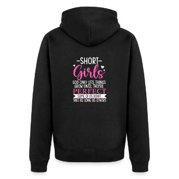 Short Girls God Only Lets Things Grow Until - Unisex Premium Organic Zip Hoodie - black - Back - Nico (187cm)