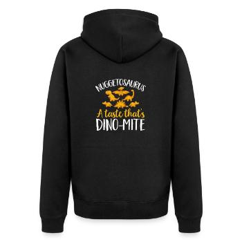 Dino Nuggets Nuggets de poulet dinosaure - Veste à capuche bio Premium Unisexe - noir - Dos - Nico (187cm)
