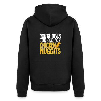 Dino Nuggets Dinosaurier Chicken Nuggets - Unisex Premium Bio Zip Hoodie - Schwarz - Hinten - Nico (187cm)