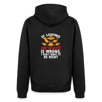 Dino Nuggets Dinosaurier Chicken Nuggets - Unisex Premium Bio Zip Hoodie - Schwarz - Hinten - Nico (187cm)