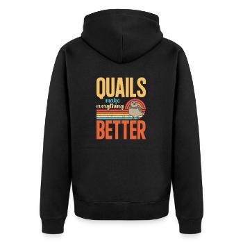 Quail Bird - Unisex Premium Organic Zip Hoodie - black - Back - Nico (187cm)