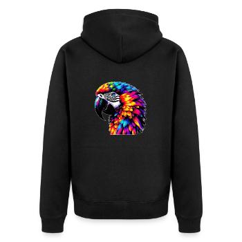 Parrot, Macaw - Unisex Premium Organic Zip Hoodie - black - Back - Nico (187cm)