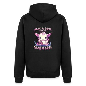 Axolotl T mignon pour les joueurs | Kawaii Stuff - Veste à capuche bio Premium Unisexe - noir - Dos - Nico (187cm)