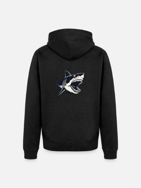 An Oldschool Cartoon Shark - Unisex Premium Organic Zip Hoodie - black