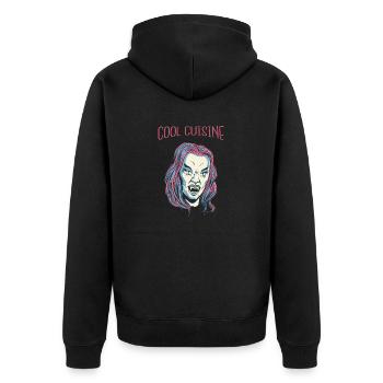 Cool Vampire Retro Halloween Beautiful Hot Fashion - Unisex Premium Organic Zip Hoodie - black - Back - Nico (187cm)