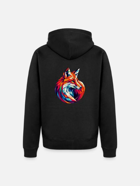 Fox in polygon illustration - Unisex Premium Organic Zip Hoodie - black