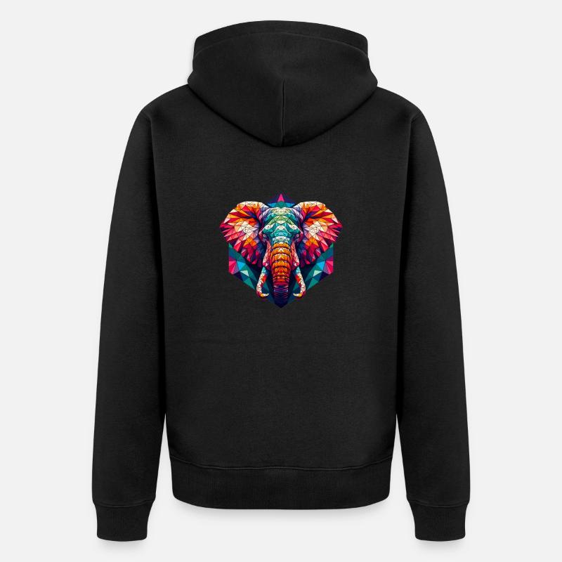 Éléphant dans l’illustration polygonale - Veste à capuche bio Premium Unisexe - noir