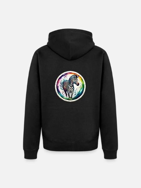 Zebra in polygon illustration - Unisex Premium Organic Zip Hoodie - black