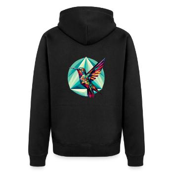 Hummingbird in polygon representation - Unisex Premium Organic Zip Hoodie - black - Back - Nico (187cm)