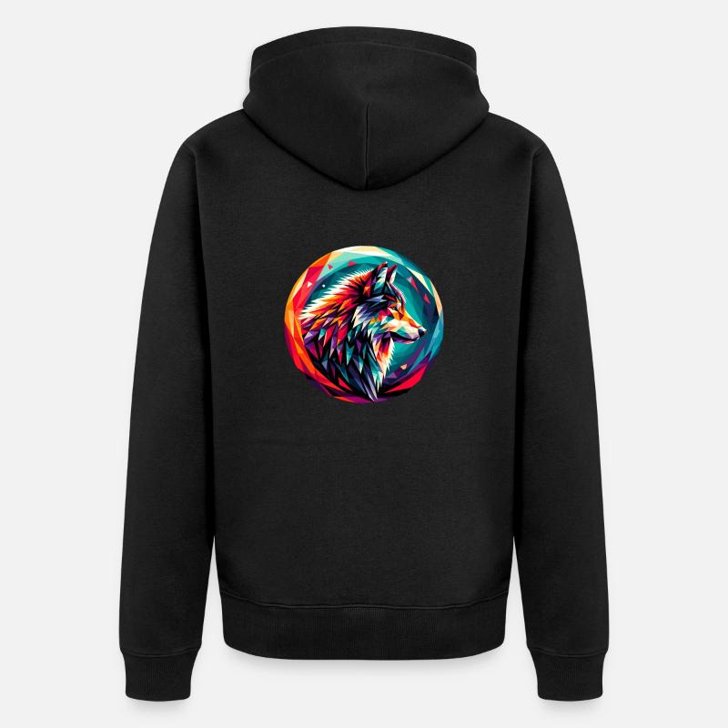 Loup dans la représentation polygonale - Veste à capuche bio Premium Unisexe - noir