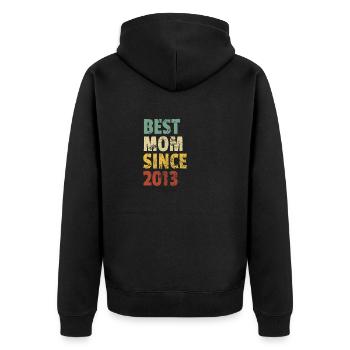 Beste Mutter seit 2013 Muttertags-Slogan-Zitat - Unisex Premium Bio Zip Hoodie - Schwarz - Hinten - Nico (187cm)