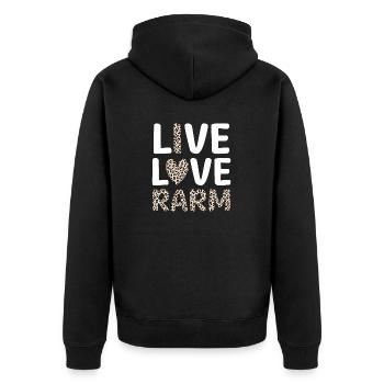 Farming Art For Men Women Live Love Farm Support - Unisex Premium Bio Zip Hoodie - Schwarz - Hinten - Nico (187cm)