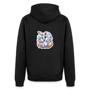 Osterhase - Unisex Premium Bio Zip Hoodie - Schwarz - Hinten - Nico (187cm)