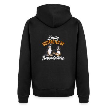 Bernedoodle Dog - Unisex Premium Organic Zip Hoodie - black - Back - Nico (187cm)
