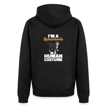 Bernedoodle Hund - Unisex Premium Bio Zip Hoodie - Schwarz - Hinten - Nico (187cm)