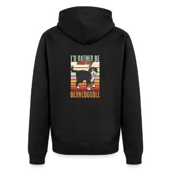 Bernedoodle Dog - Unisex Premium Organic Zip Hoodie - black - Back - Nico (187cm)