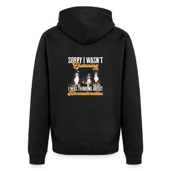 Bernedoodle Dog - Unisex Premium Organic Zip Hoodie - black - Back - Nico (187cm)