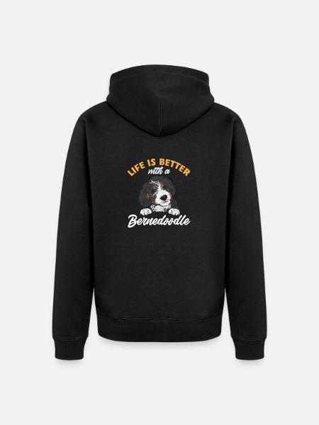 Bernedoodle Dog - Unisex Premium Organic Zip Hoodie - black