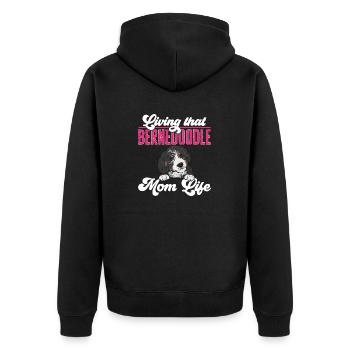Bernedoodle Hund - Unisex Premium Bio Zip Hoodie - Schwarz - Hinten - Nico (187cm)