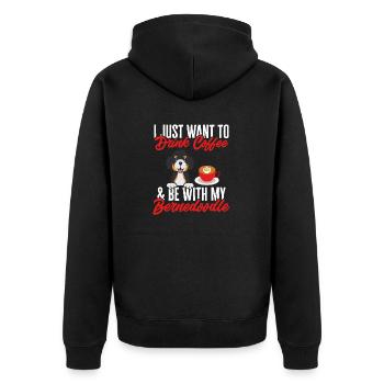 Bernedoodle Hund - Unisex Premium Bio Zip Hoodie - Schwarz - Hinten - Nico (187cm)