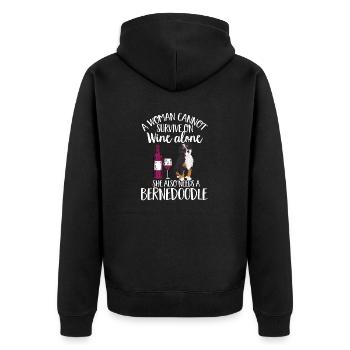 Bernedoodle Dog - Unisex Premium Organic Zip Hoodie - black - Back - Nico (187cm)