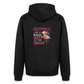 Flamingo Grammingo wie ein normaler Grammy Geschenke - Unisex Premium Bio Zip Hoodie - Schwarz - Hinten - Nico (187cm)