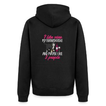 Bernedoodle Dog - Unisex Premium Organic Zip Hoodie - black - Back - Nico (187cm)