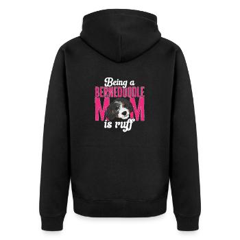 Bernedoodle Hund - Unisex Premium Bio Zip Hoodie - Schwarz - Hinten - Nico (187cm)