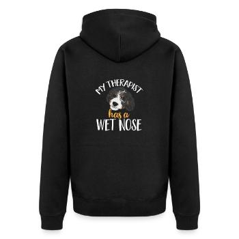 Bernedoodle Hund - Unisex Premium Bio Zip Hoodie - Schwarz - Hinten - Nico (187cm)