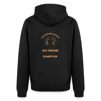 Ich schnarche nicht ich träume Dampflok - Unisex Premium Bio Zip Hoodie - Schwarz - Hinten - Nico (187cm)