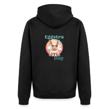Osterhase Ostern Regenbogen funny Geschenk - Unisex Premium Bio Zip Hoodie - Schwarz - Hinten - Nico (187cm)