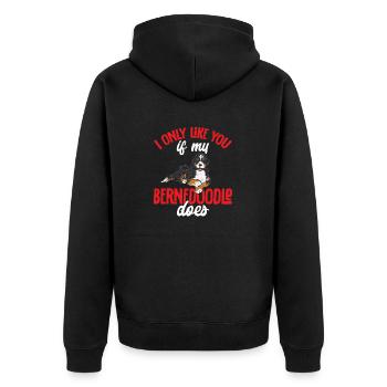 Bernedoodle Dog - Unisex Premium Organic Zip Hoodie - black - Back - Nico (187cm)