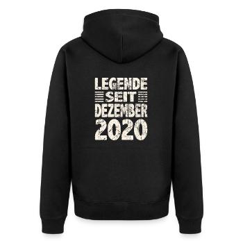 December 2020 Legend for 3 years Man Woman - Unisex Premium Organic Zip Hoodie - black - Back - Nico (187cm)