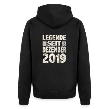 December 2019 Legend for 4 years Man Woman - Unisex Premium Organic Zip Hoodie - black - Back - Nico (187cm)