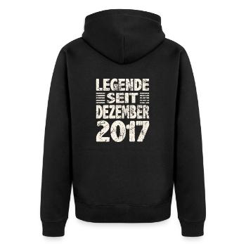 Décembre 2017 Légende depuis 6 ans homme femme - Veste à capuche bio Premium Unisexe - noir - Dos - Nico (187cm)
