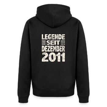 December 2011 Legend for 12 years man woman - Unisex Premium Organic Zip Hoodie - black - Back - Nico (187cm)