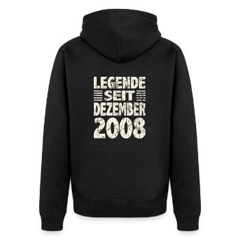 December 2008 Legend for 15 years man woman - Unisex Premium Organic Zip Hoodie - black - Back - Nico (187cm)