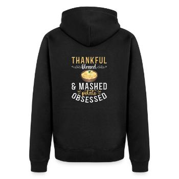 Kartoffelbrei Kartoffelpüree - Unisex Premium Bio Zip Hoodie - Schwarz - Hinten - Nico (187cm)