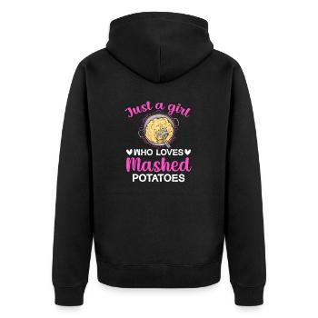 Kartoffelbrei Kartoffelpüree - Unisex Premium Bio Zip Hoodie - Schwarz - Hinten - Nico (187cm)