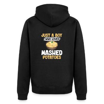Kartoffelbrei Kartoffelpüree - Unisex Premium Bio Zip Hoodie - Schwarz - Hinten - Nico (187cm)