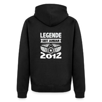 January 2012 Legend for 12 years man woman - Unisex Premium Organic Zip Hoodie - black - Back - Nico (187cm)