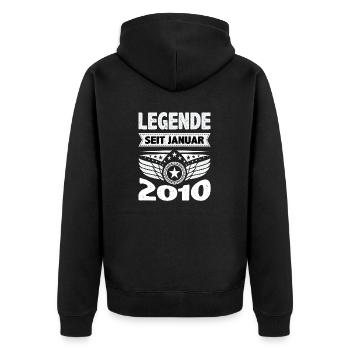 Januar 2010 Legende seit 14 Jahren Mann Frau - Unisex Premium Bio Zip Hoodie - Schwarz - Hinten - Nico (187cm)