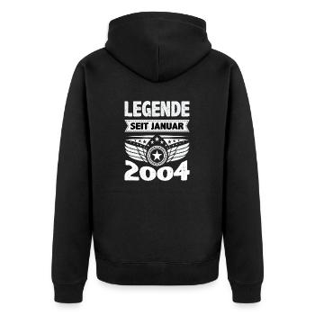 Janvier 2004 Légende depuis 20 ans homme femme - Veste à capuche bio Premium Unisexe - noir - Dos - Nico (187cm)