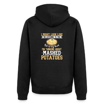 Kartoffelbrei Kartoffelpüree - Unisex Premium Bio Zip Hoodie - Schwarz - Hinten - Nico (187cm)