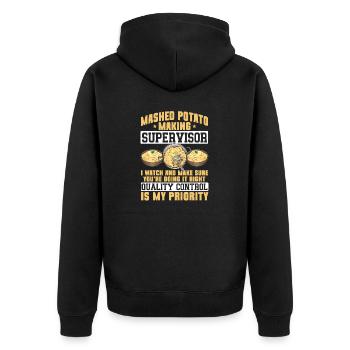 Kartoffelbrei Kartoffelpüree - Unisex Premium Bio Zip Hoodie - Schwarz - Hinten - Nico (187cm)