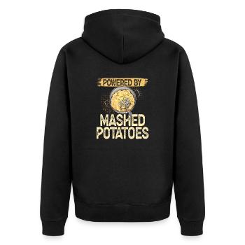 Kartoffelbrei Kartoffelpüree - Unisex Premium Bio Zip Hoodie - Schwarz - Hinten - Nico (187cm)