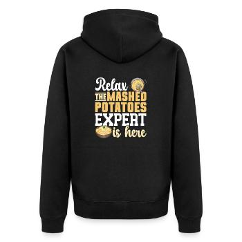 Kartoffelbrei Kartoffelpüree - Unisex Premium Bio Zip Hoodie - Schwarz - Hinten - Nico (187cm)