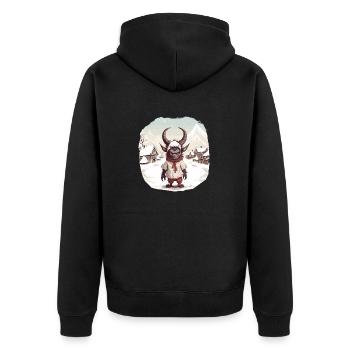 Krampus Maske | Krampus Kostüm Kramperl - Unisex Premium Bio Zip Hoodie - Schwarz - Hinten - Nico (187cm)