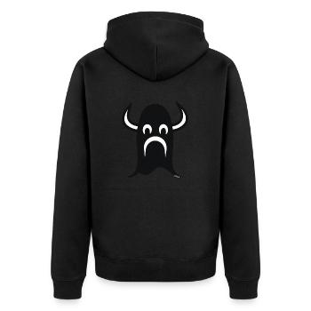 Viking Cartoon Face Helmet - Unisex Premium Organic Zip Hoodie - black - Back - Nico (187cm)