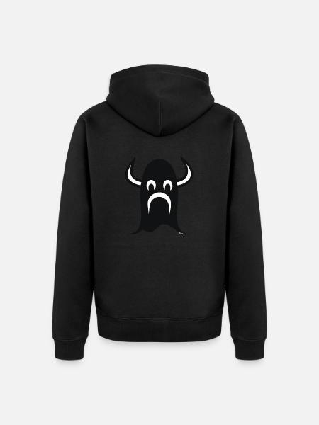 Wikinger Cartoon Gesicht Helm - Unisex Premium Bio Zip Hoodie - Schwarz